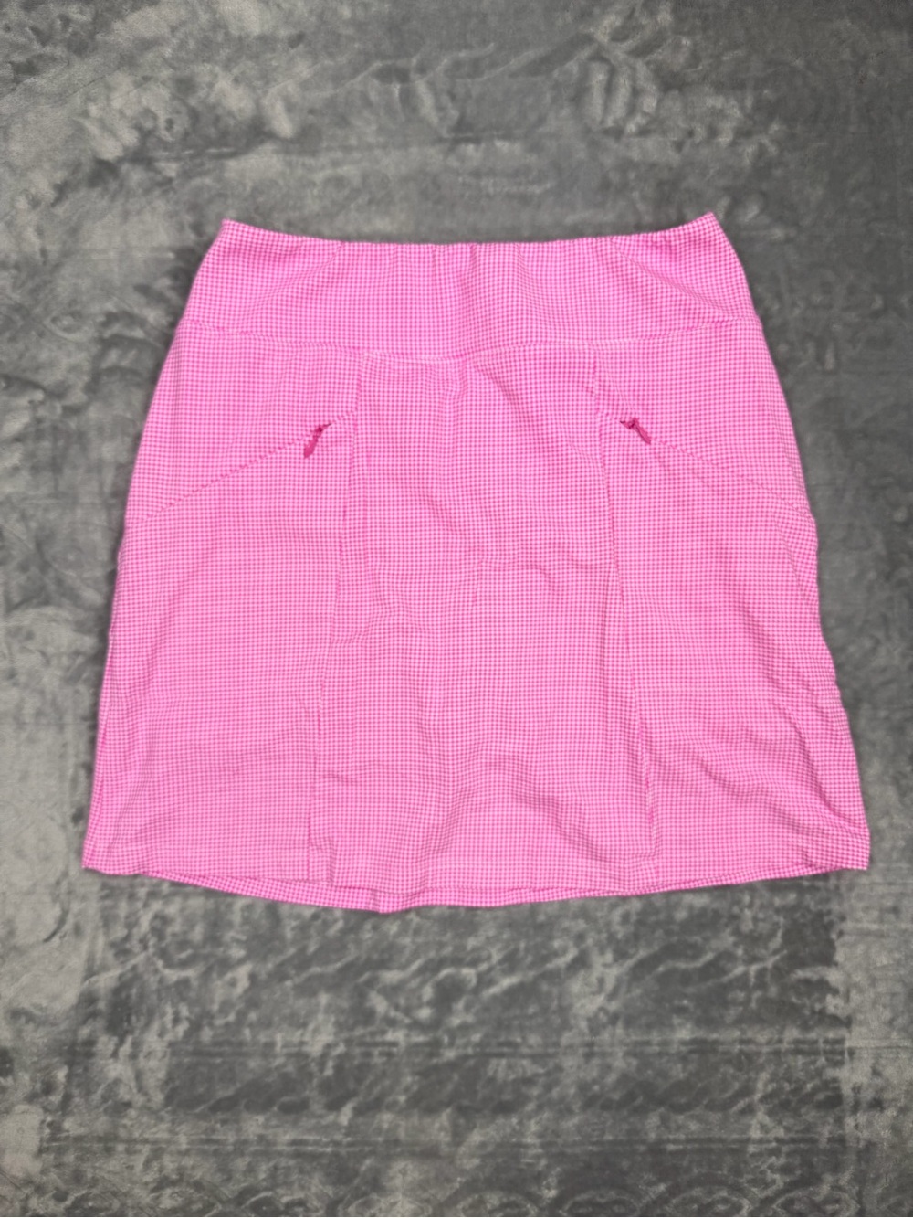 IBKUL Hot Pink Mini Skort with Micro-Check and Zippered Pockets